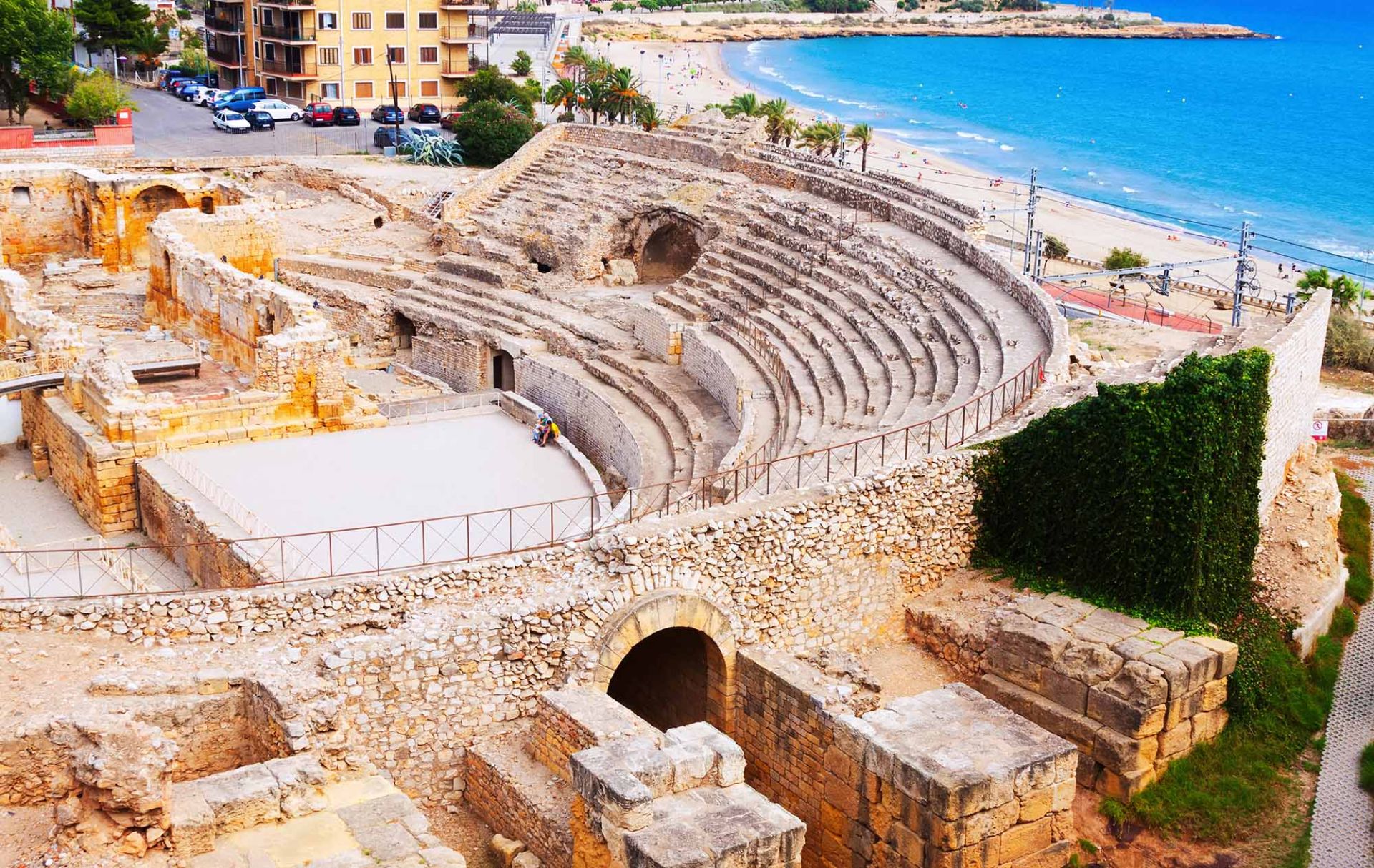 ruin roman amphitheater mediterranean